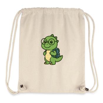 Niedlicher Dino mit Brille & Schulranzen - Stanley/Stella recycelter Gym Bag - Naturweiß - Vorne