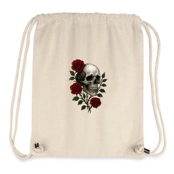 Gothic Skull with Romantic Roses Design - Stanley/Stella Recycled Gym Bag - natural - Front