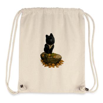 Schwarzer Spitz Hund auf Baumstamm - Stanley/Stella recycelter Gym Bag - Naturweiß - Vorne