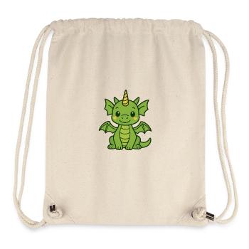 Drôle de dragon avec corne et ailes - Sac à cordon recyclé Stanley/Stella - blanc naturel - Devant