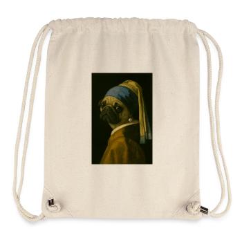 Pug mit Perlenohrring im Mona-Lisa Stil - Stanley/Stella recycelter Gym Bag - Naturweiß - Vorne