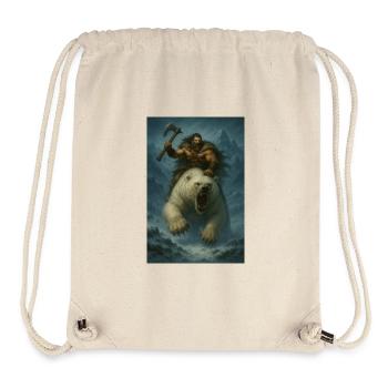 Guerrier Viking sur Ours Polaire – Illustration Fa - Sac à cordon recyclé Stanley/Stella - blanc naturel - Devant