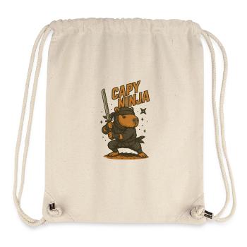 Shadow Capy – Chemise ⚔️ Ninja Capybara - Sac à cordon recyclé Stanley/Stella - blanc naturel - Devant