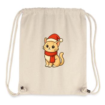 Winter Cat with Santa Hat - Stanley/Stella Recycled Gym Bag - natural - Front