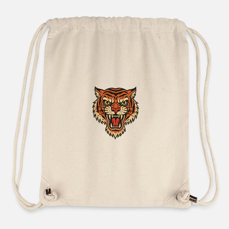 Conception de l’écusson de tête de tigre sauvage - Sac à cordon recyclé Stanley/Stella - blanc naturel