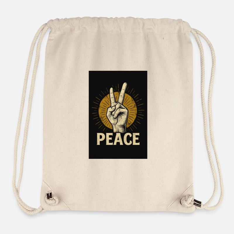 Peace Hand Retro Design - Stanley/Stella recycelter Gym Bag - Naturweiß