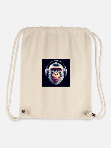 Affe mit Kopfhörer - Stanley/Stella recycelter Gym Bag - Naturweiß