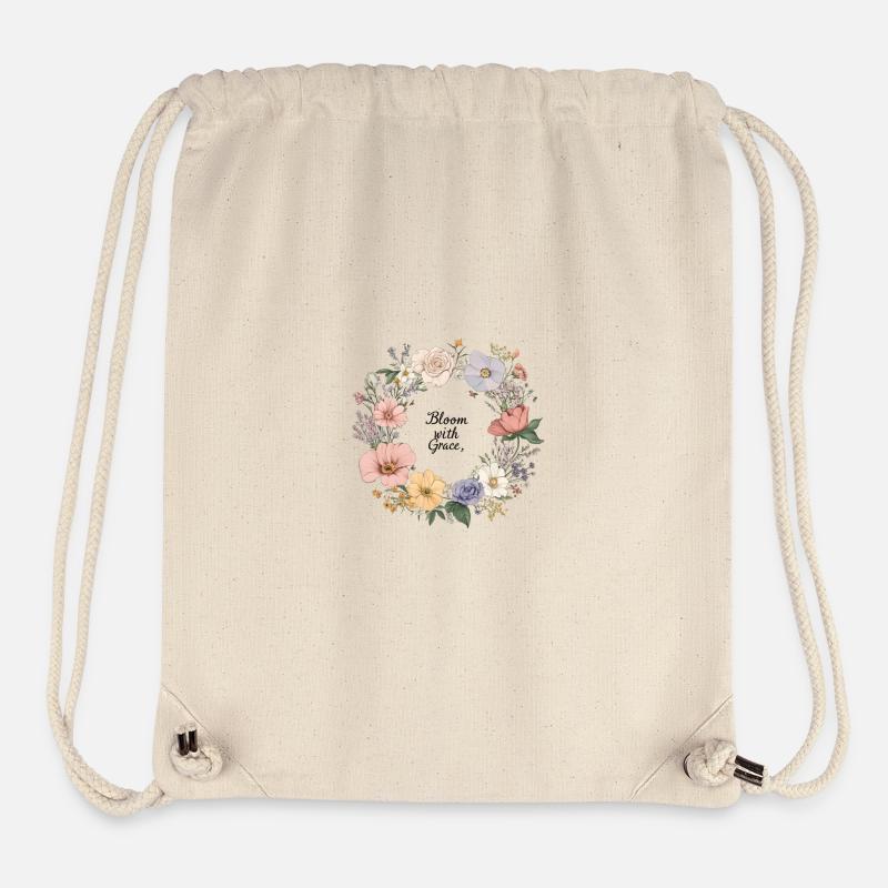 Bloom with Grace Floral Wreath - Stanley/Stella Recycled Gym Bag - natural