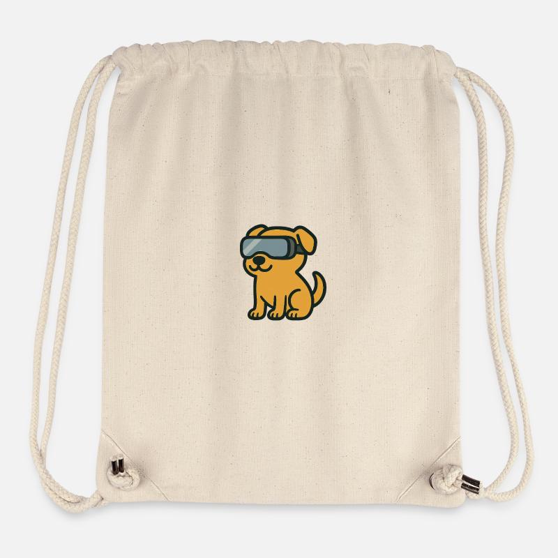 Chien Cartoon en Réalité Virtuelle – Illustration - Sac à cordon recyclé Stanley/Stella - blanc naturel