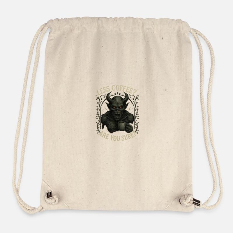 Café torréfié foncé Demon - Sac à cordon recyclé Stanley/Stella - blanc naturel