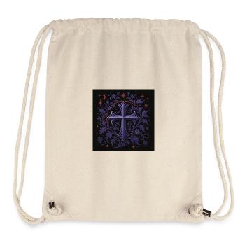 Lavender Gothic Cross Floral Design - Stanley/Stella Recycled Gym Bag - natural - Front
