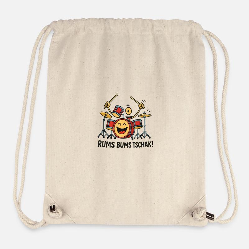 Cheerful Drum Motif with Text - Stanley/Stella Recycled Gym Bag - natural