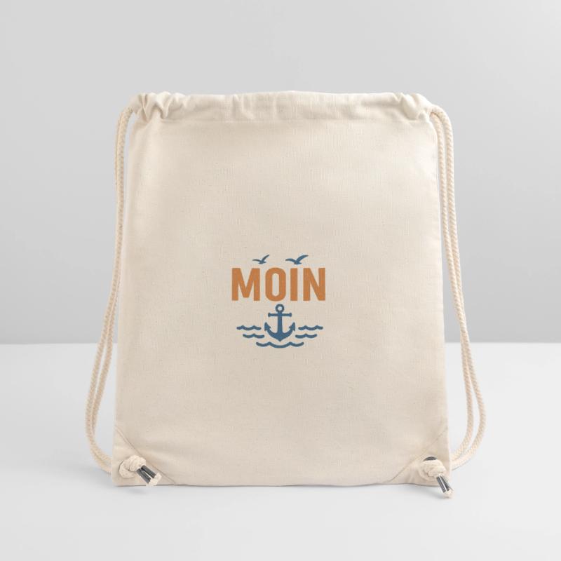 Conception de moin maritime avec ancre et oiseaux Sac à cordon recyclé Stanley/Stella