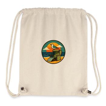 Chaise de plage design avec mouette - Sac à cordon recyclé Stanley/Stella - blanc naturel - Devant