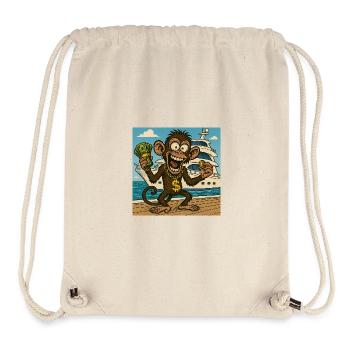 Humorvoller Affe mit Geld und Yacht - Stanley/Stella recycelter Gym Bag - Naturweiß - Vorne