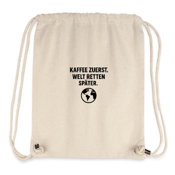 Kaffee zuerst - Stanley/Stella recycelter Gym Bag - Naturweiß - Vorne