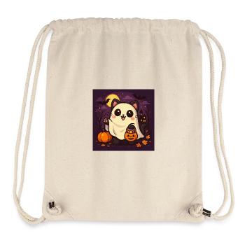 Cuddly Halloween Ghost Cat - Stanley/Stella Recycled Gym Bag - natural - Front