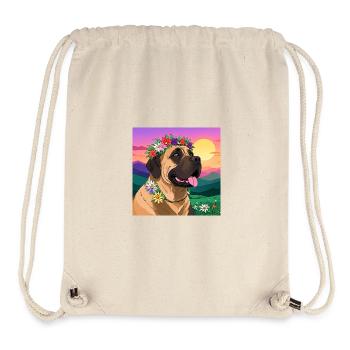 Mastiff with floral wreath - Stanley/Stella Recycled Gym Bag - natural - Front