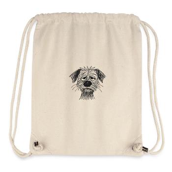 Croquis Portrait de chien épuisé - Sac à cordon recyclé Stanley/Stella - blanc naturel - Devant