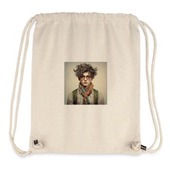 Vintage Portrait with Colorful Scarf - Stanley/Stella Recycled Gym Bag - natural - Front