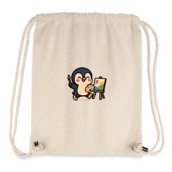 Pinguinmaler mit Palette und Besteck - Stanley/Stella recycelter Gym Bag - Naturweiß - Vorne