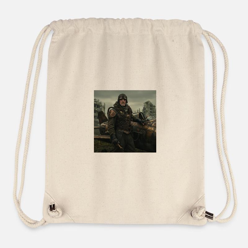 Pilote steampunk sur ruines postapo - Sac à cordon recyclé Stanley/Stella - blanc naturel