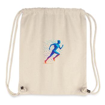 Neonfarbener geometrischer Lauf - Stanley/Stella recycelter Gym Bag - Naturweiß - Vorne