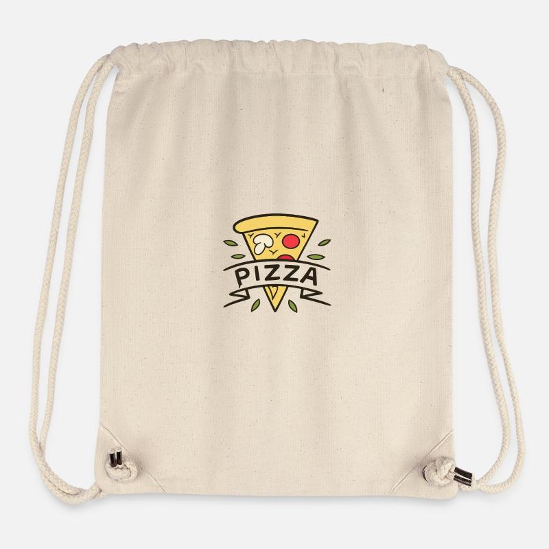 Pizza cartoon tranche et joie - Sac à cordon recyclé Stanley/Stella - blanc naturel
