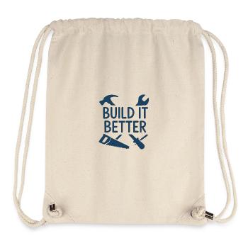 Motif artisanal Build It Better - Sac à cordon recyclé Stanley/Stella - blanc naturel - Devant