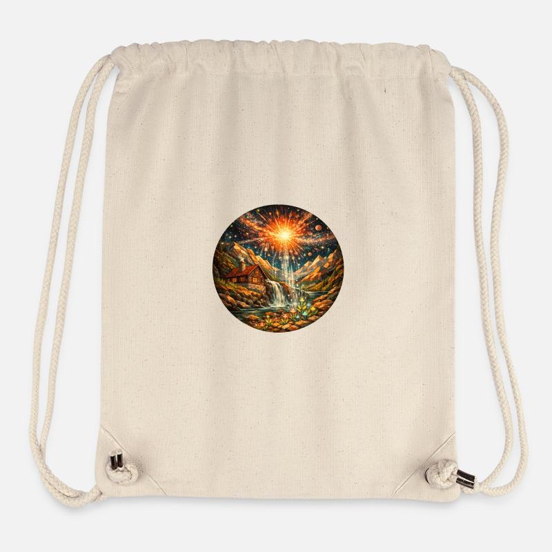 Fire star over mountain lake - Stanley/Stella Recycled Gym Bag - natural