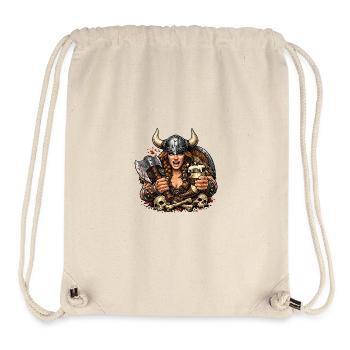 Viking Kriegerin mit Helm und Bier - Stanley/Stella recycelter Gym Bag - Naturweiß - Vorne