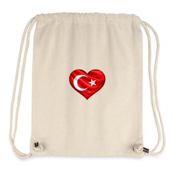 Türkisches Flaggenherz - Stanley/Stella recycelter Gym Bag - Naturweiß - Vorne