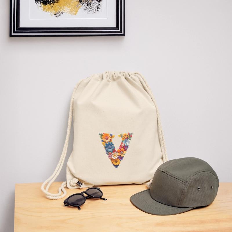 Victory Zeichen oder einfach V in Blumen Design Stanley/Stella recycelter Gym Bag