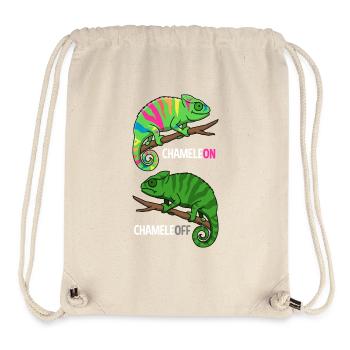 Caméléon sur Caméléon Off Drôle de Reptile Design - Sac à cordon recyclé Stanley/Stella - blanc naturel - Devant