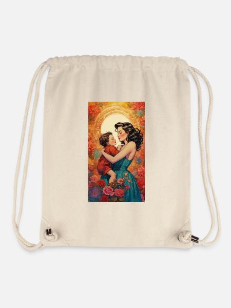 Mutter und Kind - Retro 50er Jahre - Stanley/Stella recycelter Gym Bag - Naturweiß