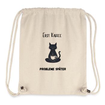 Zen Katze mit Kaffeetasse - Stanley/Stella recycelter Gym Bag - Naturweiß - Vorne