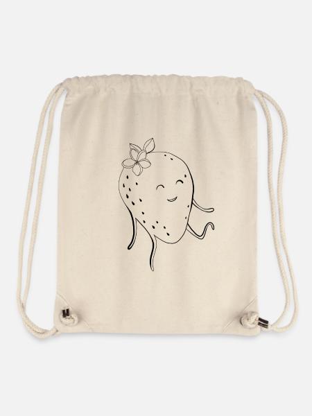 Tshirt zum ausmalen - happy Erdbeere - Stanley/Stella recycelter Gym Bag - Naturweiß