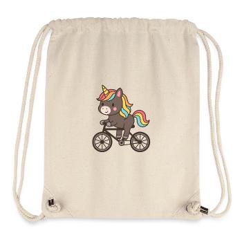 Licorne arc-en-ciel sur vélo - Sac à cordon recyclé Stanley/Stella - blanc naturel - Devant