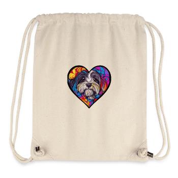 Chien Bichon Coeur Amour - Sac à cordon recyclé Stanley/Stella - blanc naturel - Devant