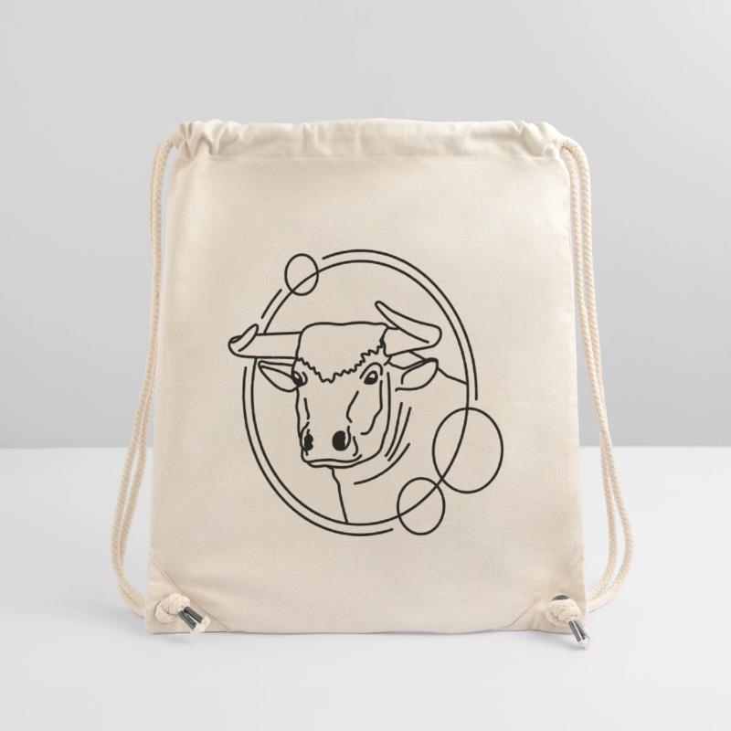 Taureau en forme géométrique - Conception d’art au trait Sac à cordon recyclé Stanley/Stella