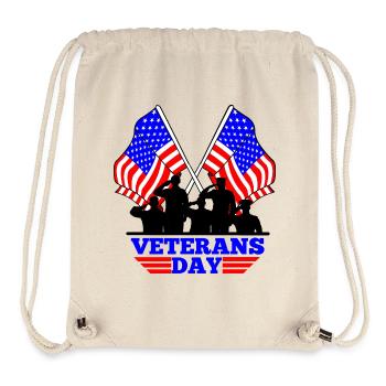 USA-Flagge Veterans Day Emblem - Stanley/Stella recycelter Gym Bag - Naturweiß - Vorne
