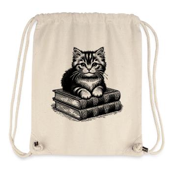 Katze auf Bücherstapel - Stanley/Stella recycelter Gym Bag - Naturweiß - Vorne