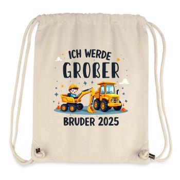 Ich Werde Großer Bruder 2025 Bagger Schwarz Kinder - Stanley/Stella recycelter Gym Bag - Naturweiß - Vorne