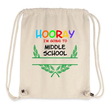 Hourra, je vais au collège - espace de noms** - Sac à cordon recyclé Stanley/Stella - blanc naturel - Devant