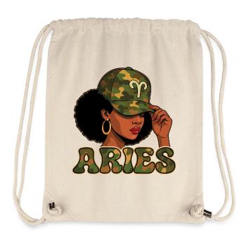 Widderkönigin – Tarn-Afro-Mädchen Zodiac-Stolz - Stanley/Stella recycelter Gym Bag - Naturweiß - Vorne