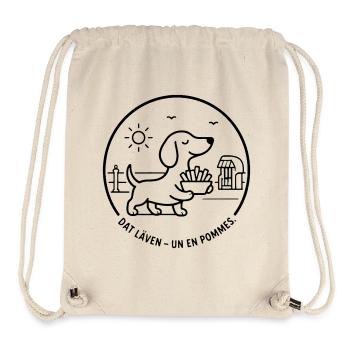 Dackel dat Läven un een Pommes - Stanley/Stella recycelter Gym Bag - Naturweiß - Vorne