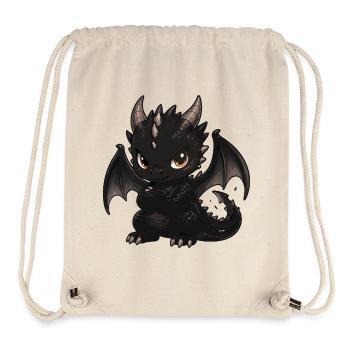 Chibi Dragon Noir aux Ailes - Sac à cordon recyclé Stanley/Stella - blanc naturel - Devant