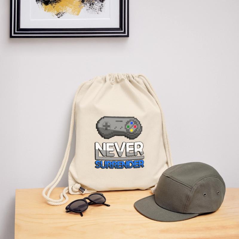 NEVER SURRENDER (Blau) + SNES Controller - Gaming Stanley/Stella recycelter Gym Bag