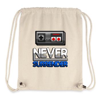NEVER SURRENDER (Blau) + NES Controller - Gaming - Stanley/Stella recycelter Gym Bag - Naturweiß - Vorne