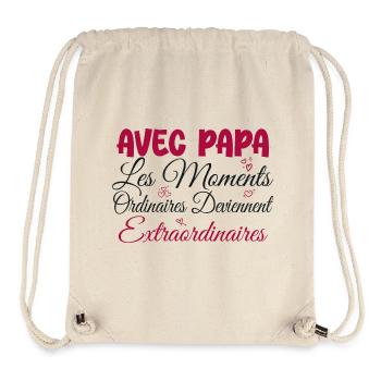 Avec Papa Les Moments Ordinaires Deviennent Extra - Sac à cordon recyclé Stanley/Stella - blanc naturel - Devant